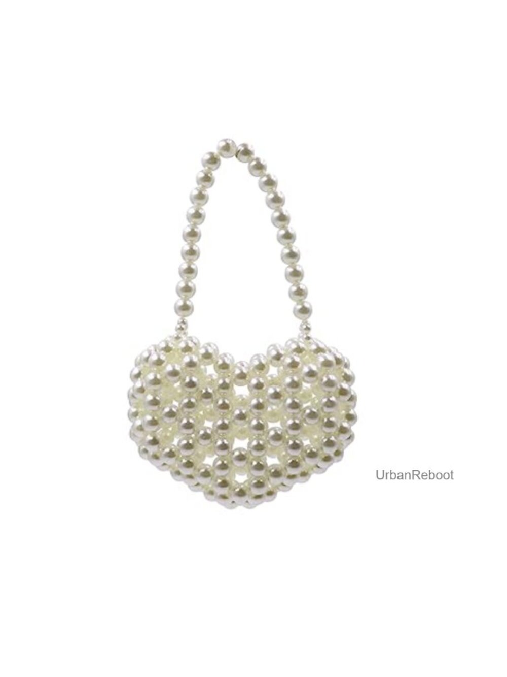 Pearl Beaded Heart Clutch Wristlet Mini Evening Bag Handmade